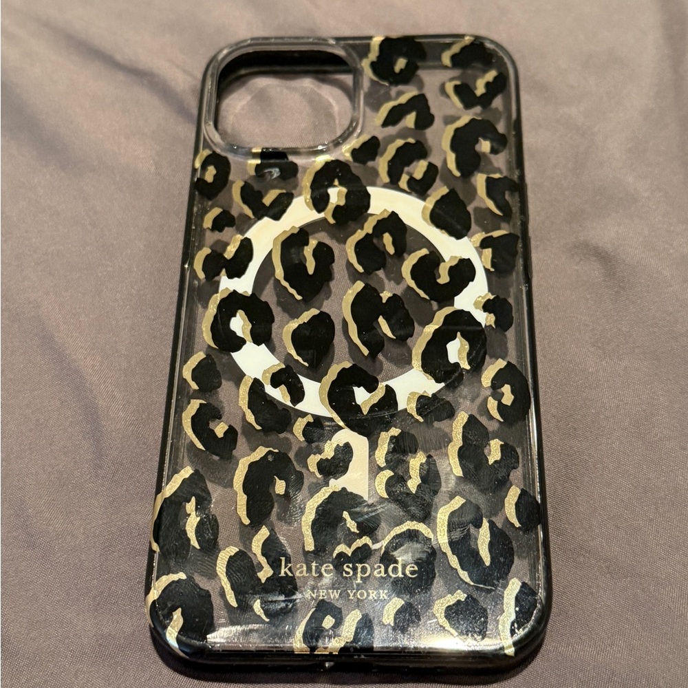 Kate Spade Black and Gold Leopard Phone Case